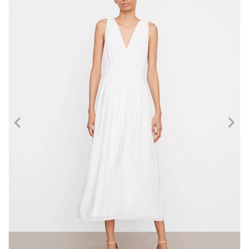 Vince Women's Pleated Double V-Neck Dress